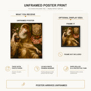 Dante Gabriel Rossetti - The Roman Widow poster print size comparison and framing display infographic