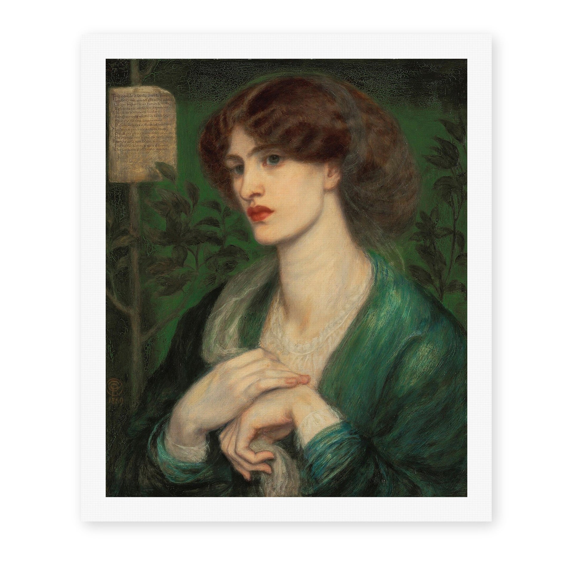 Dante Gabriel Rossetti's 'The Salutation of Beatrice' painting reproduced as a rolled canvas print