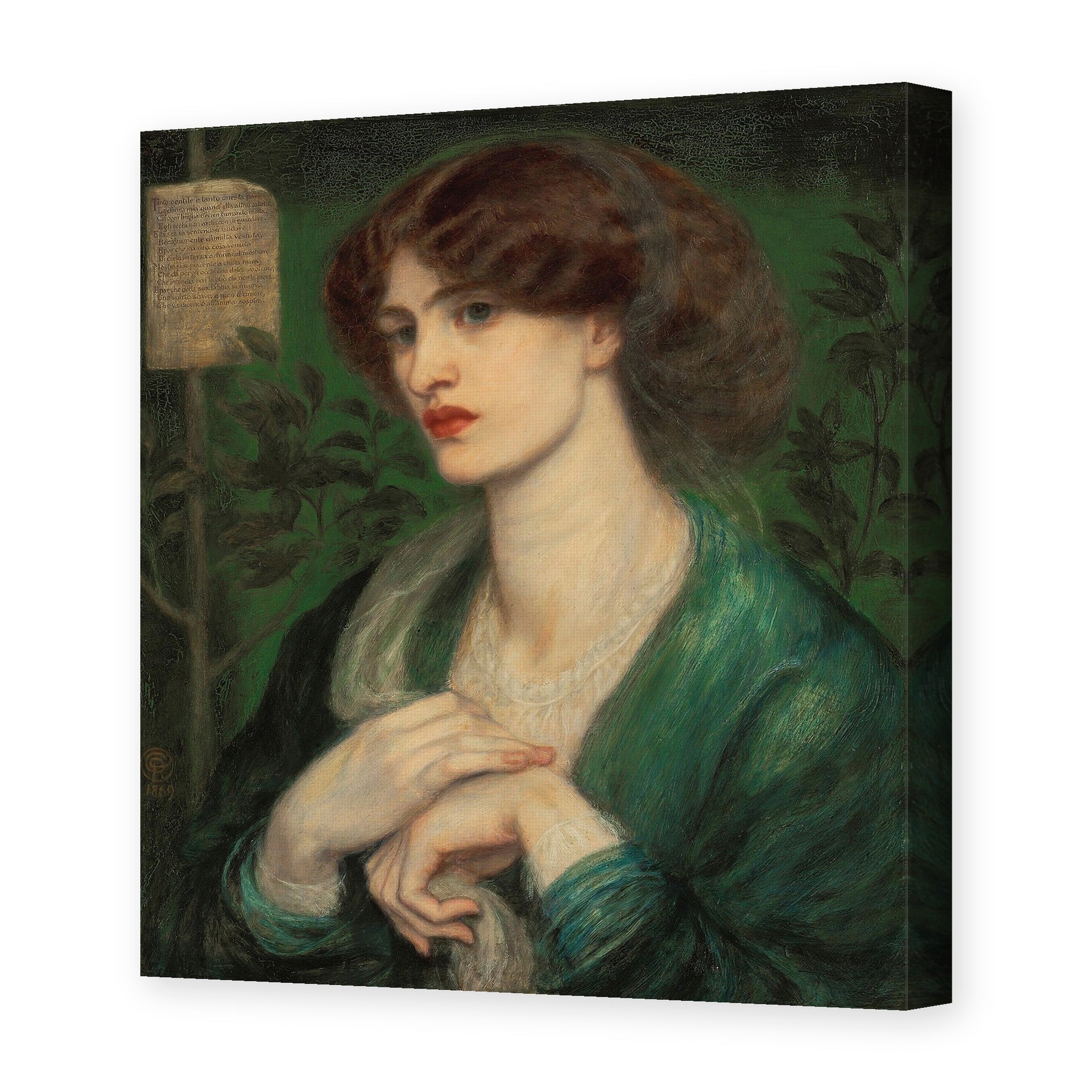 Dante Gabriel Rossetti's 'The Salutation of Beatrice' painting reproduced as a gallery-wrapped canvas print