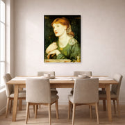 Gallery-wrapped canvas print of Dante Gabriel Rossetti's The Twig displayed on a wall in a dining room
