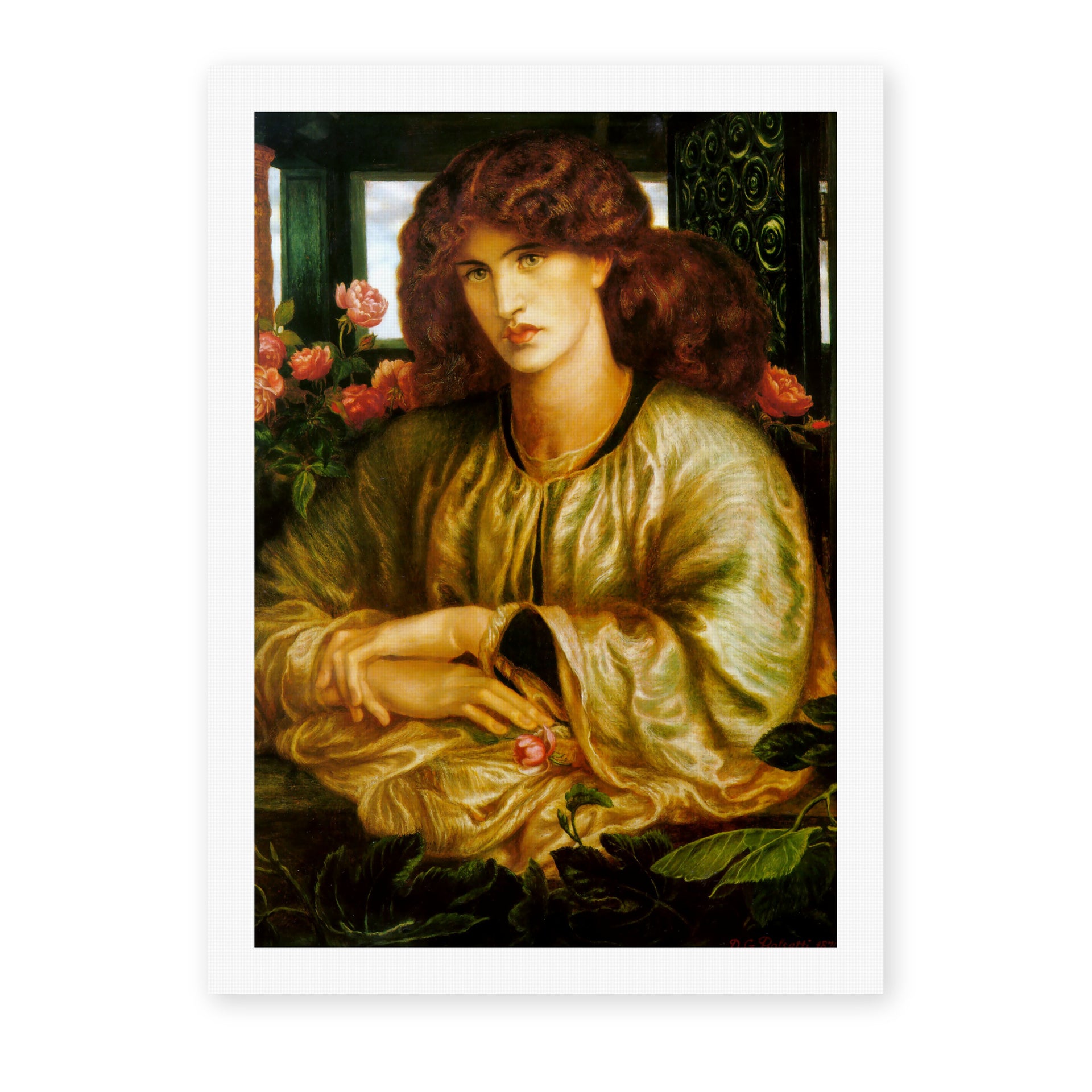 Dante Gabriel Rossetti's 'The Women's Window' painting reproduced as a rolled canvas print