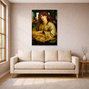 Gallery-wrapped canvas print of Dante Gabriel Rossetti's The Women's Window displayed on a wall in a living room