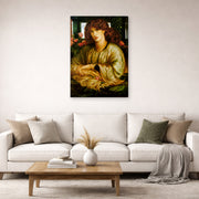 Gallery-wrapped canvas print of Dante Gabriel Rossetti's The Women's Window displayed on a wall in a living room