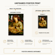 Dante Gabriel Rossetti - The Women's Window poster print size comparison and framing display infographic