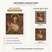 Dante Gabriel Rossetti - Venus Verticordia canvas print size comparison and framing display infographic