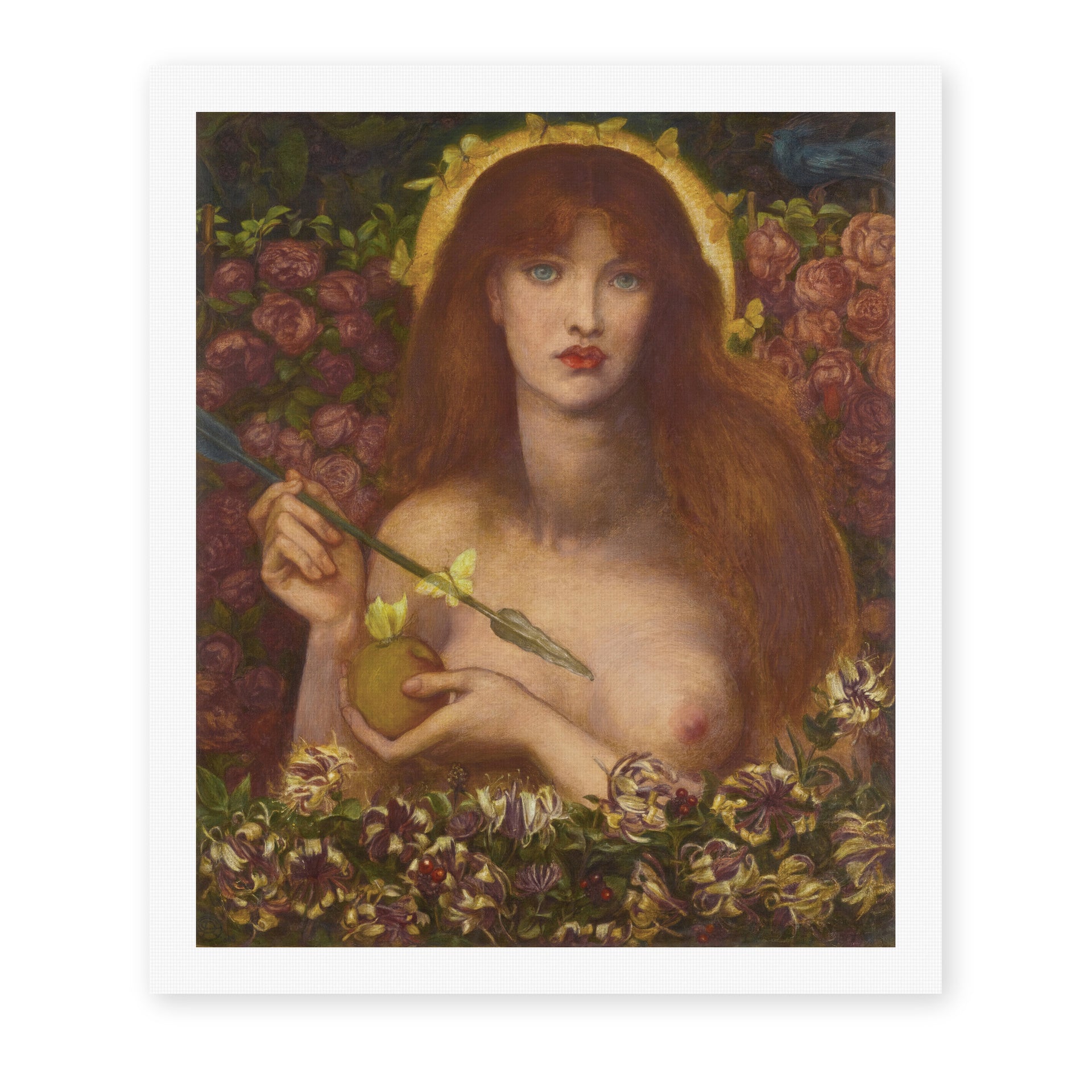 Dante Gabriel Rossetti's 'Venus Verticordia' painting reproduced as a rolled canvas print