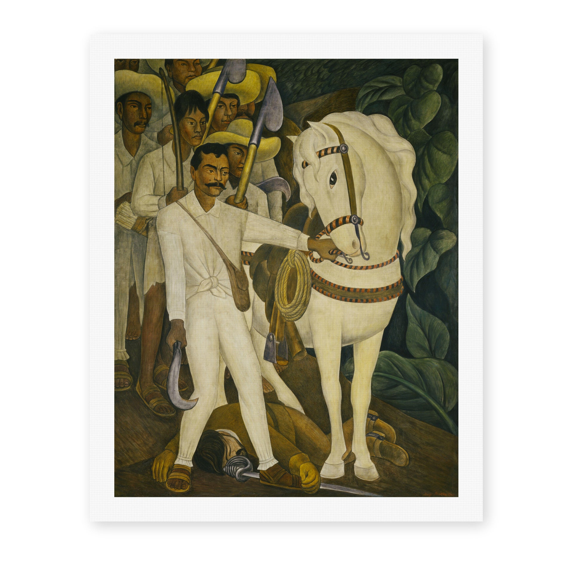 Diego Rivera's 'Agrarian Leader Zapata' painting reproduced as a rolled canvas print