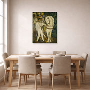 Unframed poster print of Diego Rivera's Agrarian Leader Zapata displayed on a wall in a dining room