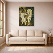 Unframed poster print of Diego Rivera's Agrarian Leader Zapata displayed on a wall in a living room