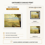 Diego Rivera - Avila Morning (The Ambles Valley) canvas print size comparison and framing display infographic