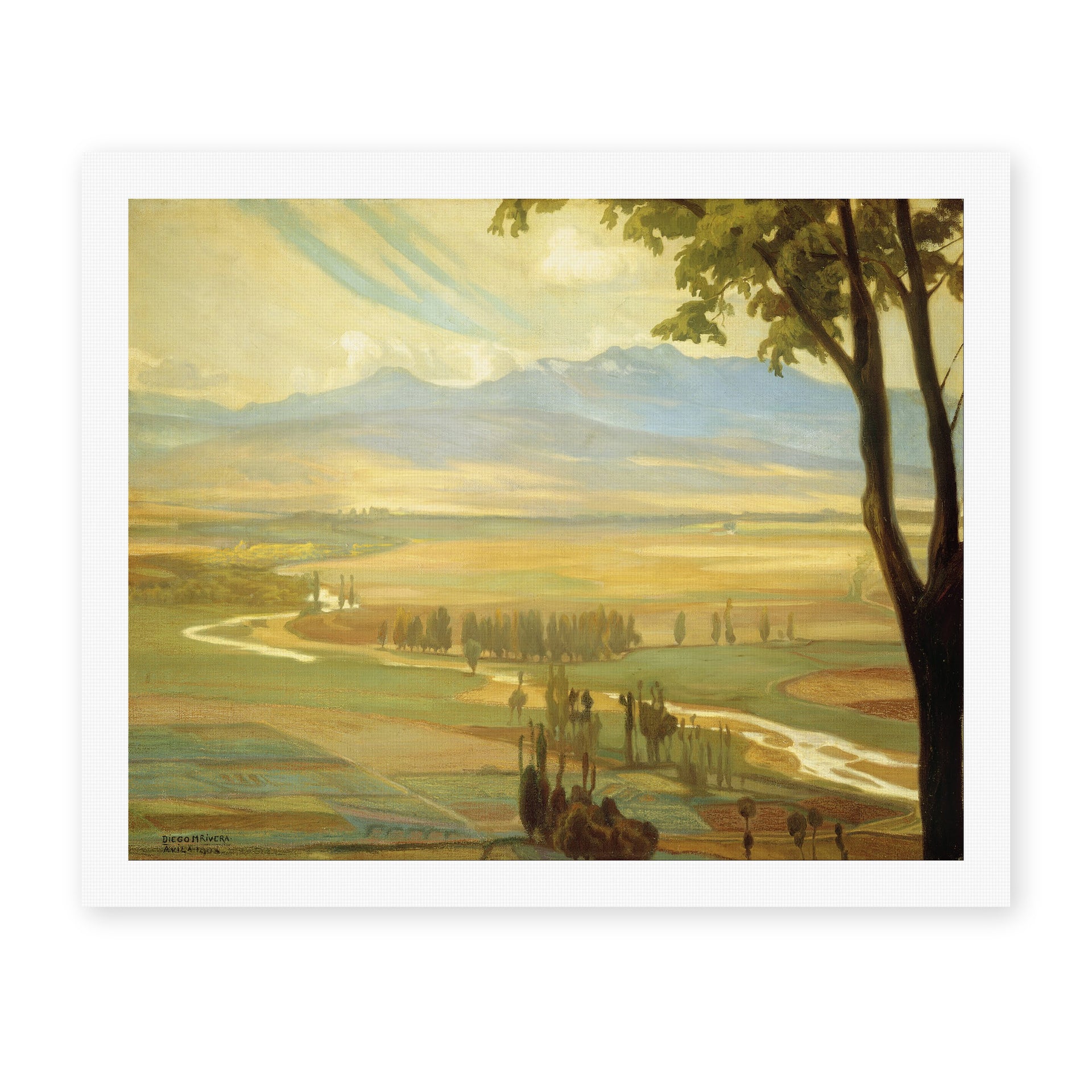 Diego Rivera's 'Avila Morning (The Ambles Valley)' painting reproduced as a rolled canvas print