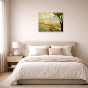 Gallery-wrapped canvas print of Diego Rivera's Avila Morning (The Ambles Valley) displayed on a wall in a bedroom