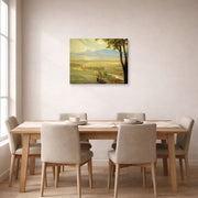 Gallery-wrapped canvas print of Diego Rivera's Avila Morning (The Ambles Valley) displayed on a wall in a dining room