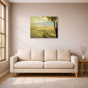 Gallery-wrapped canvas print of Diego Rivera's Avila Morning (The Ambles Valley) displayed on a wall in a living room