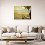 Gallery-wrapped canvas print of Diego Rivera's Avila Morning (The Ambles Valley) displayed on a wall in a living room