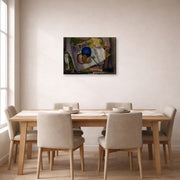 Gallery-wrapped canvas print of Diego Rivera's El Rastro displayed on a wall in a dining room
