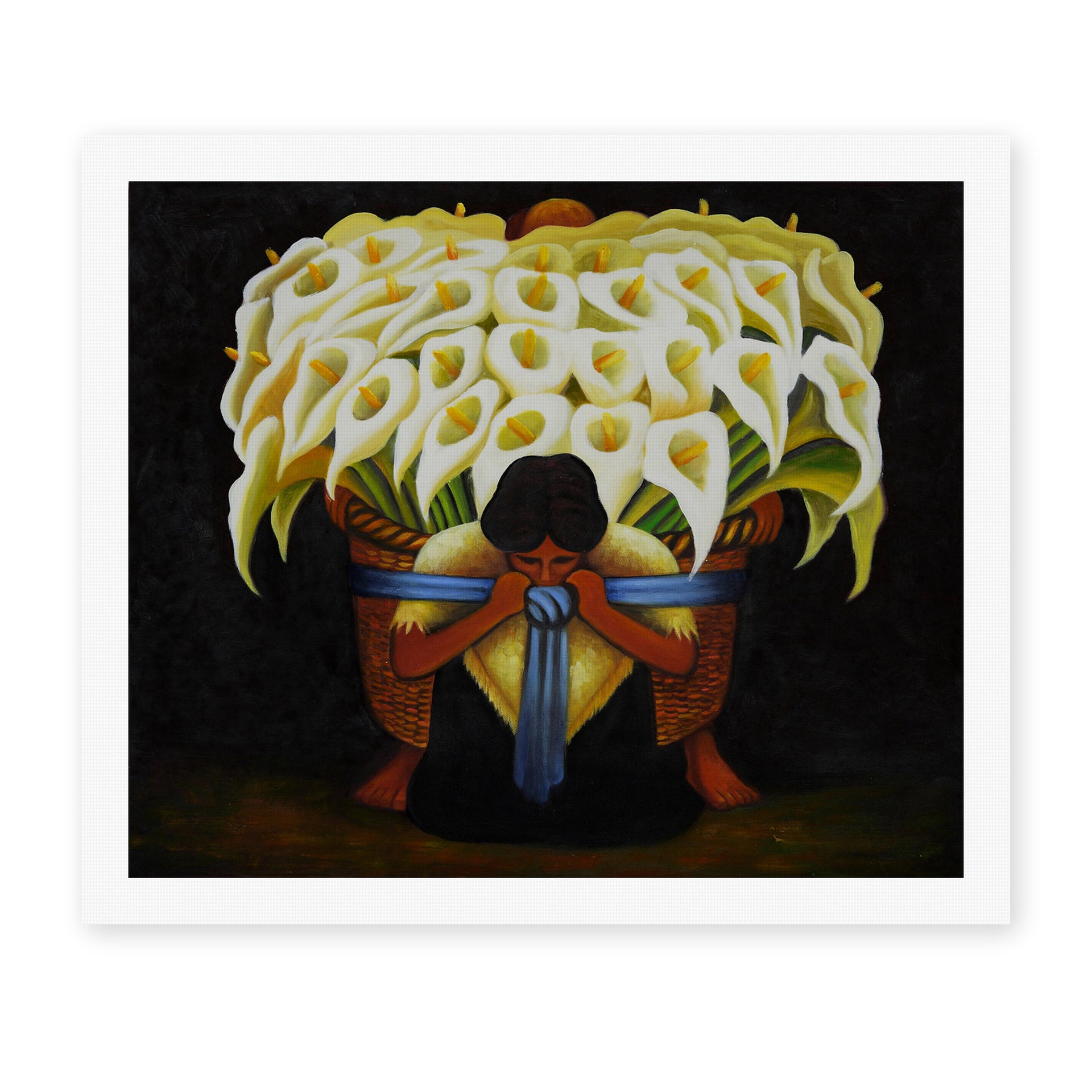 Diego Rivera's 'El Vendedor De Alcatraces' painting reproduced as a rolled canvas print