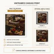 Diego Rivera - Knife and Fruit in Front of the Window canvas print size comparison and framing display infographic