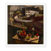 Diego Rivera's 'Knife and Fruit in Front of the Window' painting reproduced as a rolled canvas print