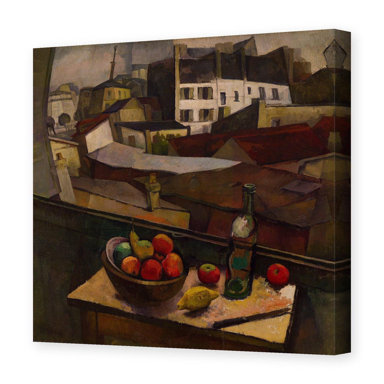 Diego Rivera's 'Knife and Fruit in Front of the Window' painting reproduced as a gallery-wrapped canvas print