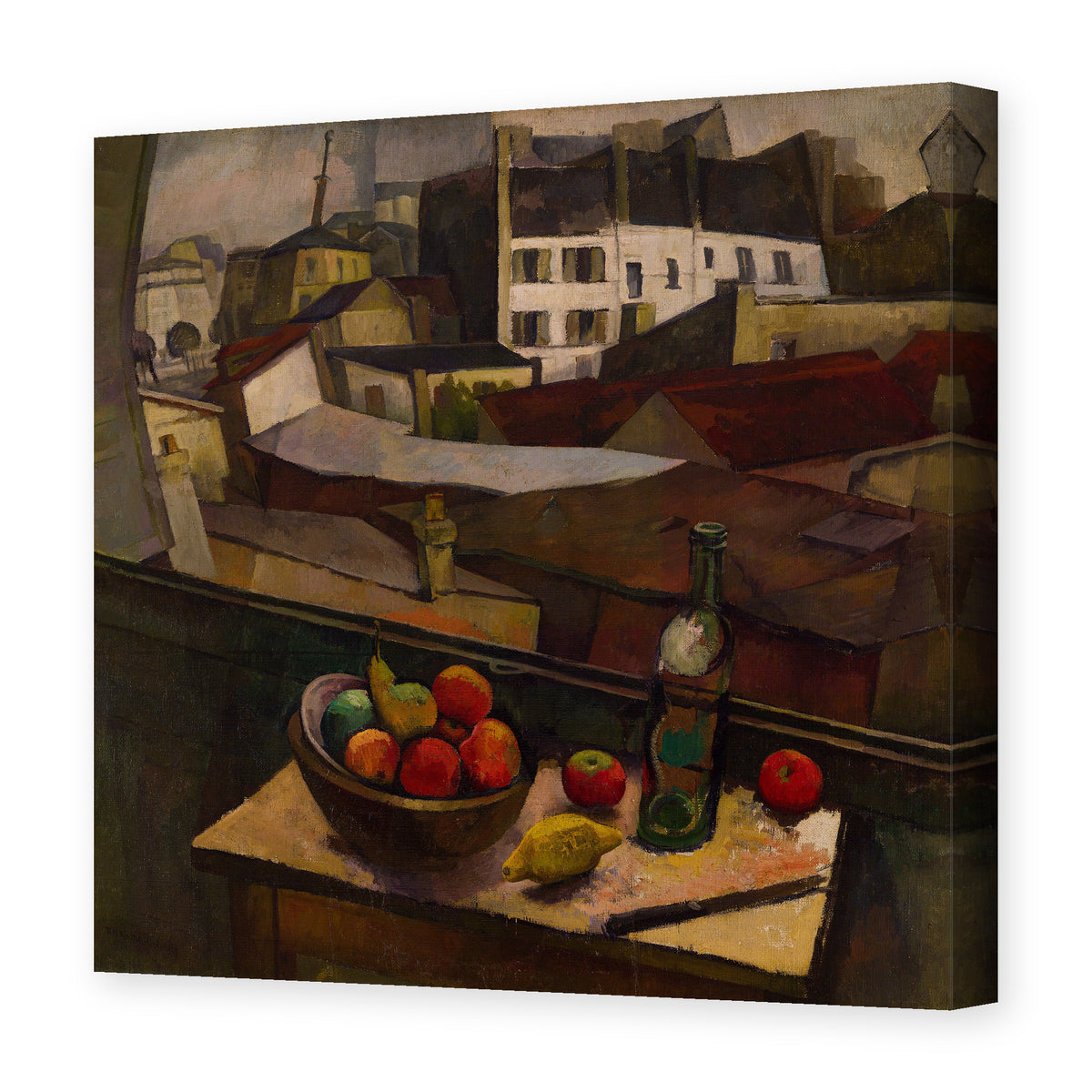 Diego Rivera's 'Knife and Fruit in Front of the Window' painting reproduced as a gallery-wrapped canvas print