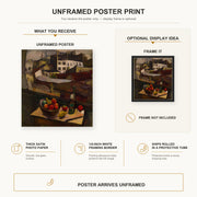 Diego Rivera - Knife and Fruit in Front of the Window poster print size comparison and framing display infographic