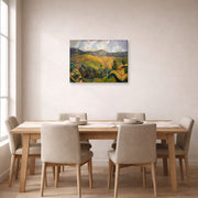 Gallery-wrapped canvas print of Diego Rivera's Landscape displayed on a wall in a dining room