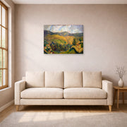 Gallery-wrapped canvas print of Diego Rivera's Landscape displayed on a wall in a living room