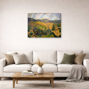 Gallery-wrapped canvas print of Diego Rivera's Landscape displayed on a wall in a living room