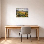 Gallery-wrapped canvas print of Diego Rivera's Landscape displayed on a wall in a home office