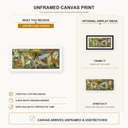 Diego Rivera - Man at the Crossroads canvas print size comparison and framing display infographic