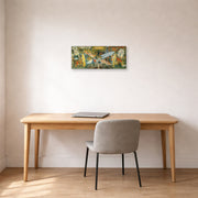 Gallery-wrapped canvas print of Diego Rivera's Man at the Crossroads displayed on a wall in a home office