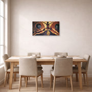 Gallery-wrapped canvas print of Diego Rivera's Subterranean Forces displayed on a wall in a dining room