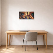 Gallery-wrapped canvas print of Diego Rivera's Subterranean Forces displayed on a wall in a home office
