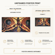 Diego Rivera - Subterranean Forces poster print size comparison and framing display infographic