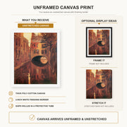 Diego Rivera - The House on the Bridge canvas print size comparison and framing display infographic