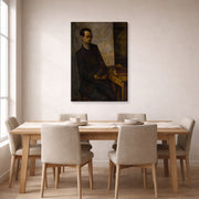 Gallery-wrapped canvas print of Diego Rivera's The Mathematician displayed on a wall in a dining room