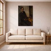 Gallery-wrapped canvas print of Diego Rivera's The Mathematician displayed on a wall in a living room