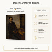 Diego Rivera - The Mathematician gallery wrap canvas construction and hanging details infographic