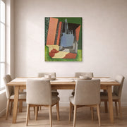 Gallery-wrapped canvas print of Diego Rivera's Urban Landscape displayed on a wall in a dining room