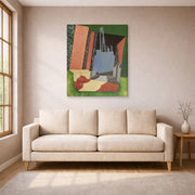 Gallery-wrapped canvas print of Diego Rivera's Urban Landscape displayed on a wall in a living room