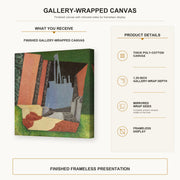 Diego Rivera - Urban Landscape gallery wrap canvas construction and hanging details infographic