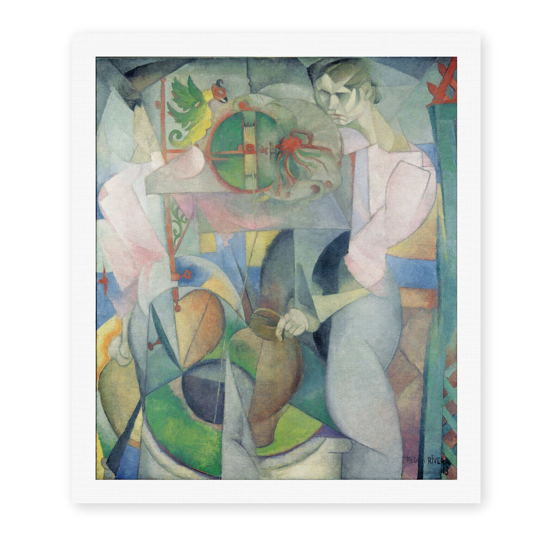 Diego Rivera's 'Woman at a Well' painting reproduced as a rolled canvas print