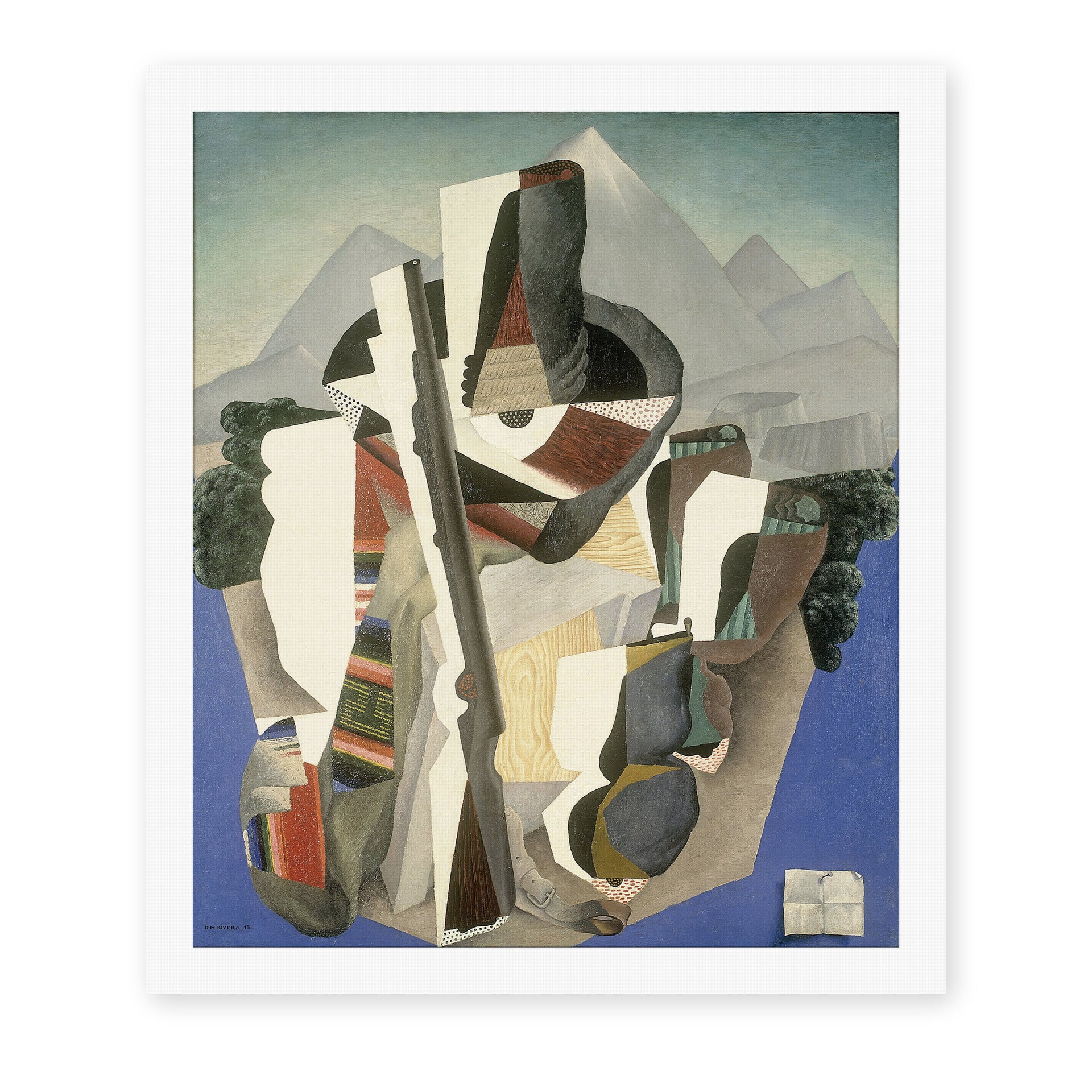 Diego Rivera's 'Zapata style Landscape' painting reproduced as a rolled canvas print