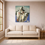 Gallery-wrapped canvas print of Diego Rivera's Zapata style Landscape displayed on a wall in a living room