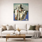 Gallery-wrapped canvas print of Diego Rivera's Zapata style Landscape displayed on a wall in a living room