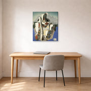 Gallery-wrapped canvas print of Diego Rivera's Zapata style Landscape displayed on a wall in a home office