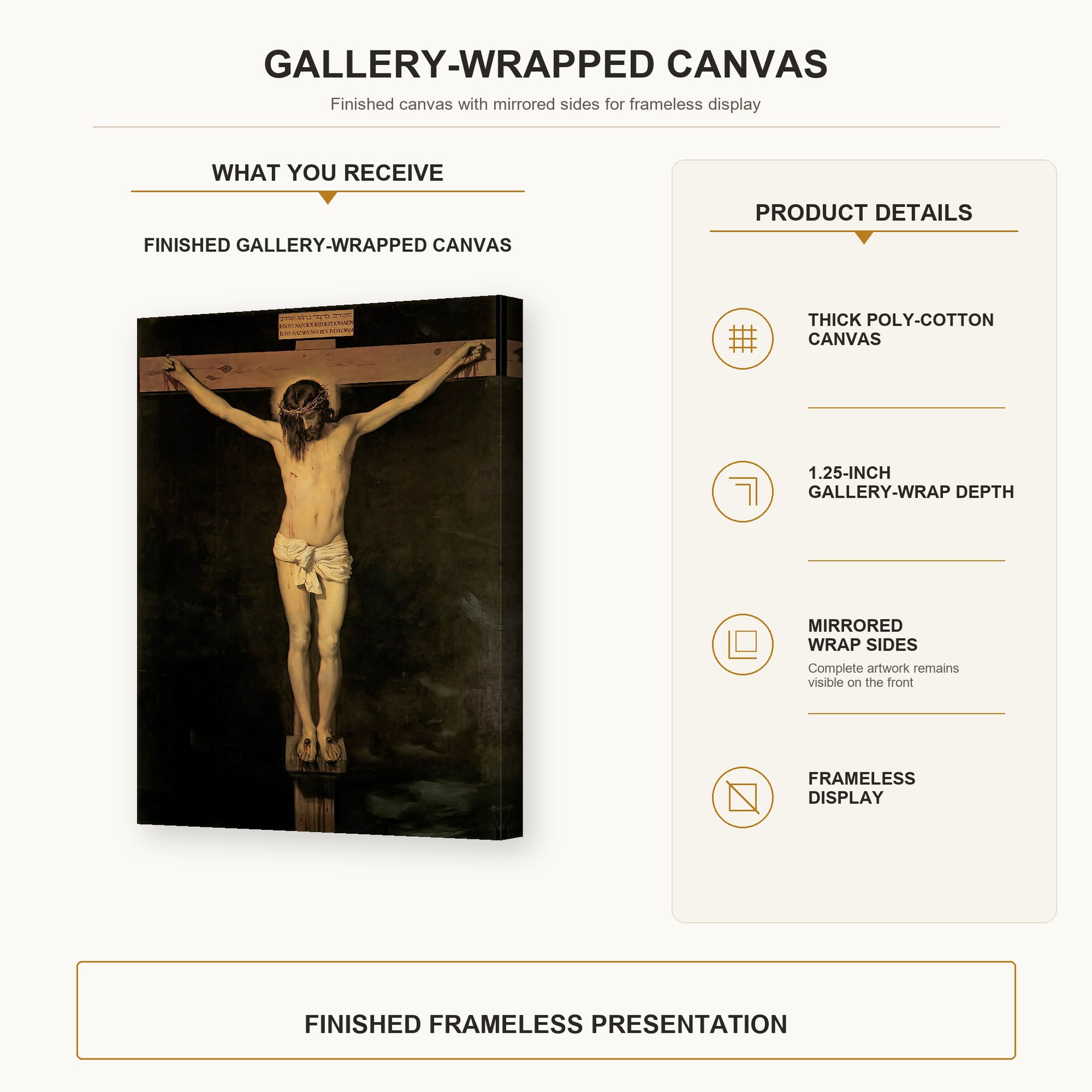 Diego Velazquez - Christ Crucified - gallery wrap product details infographic