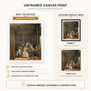 Diego Velazquez - Las Meninas - canvas print combined product and display infographic frame and bars not included