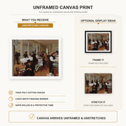 Edgar Degas - A Cotton Office in New Orleans canvas print size comparison and framing display infographic